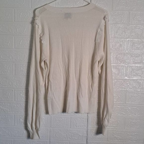 ELIE TAHARI Silk Blend Open Knit Sweater Large Ivory - Picture 8 of 12